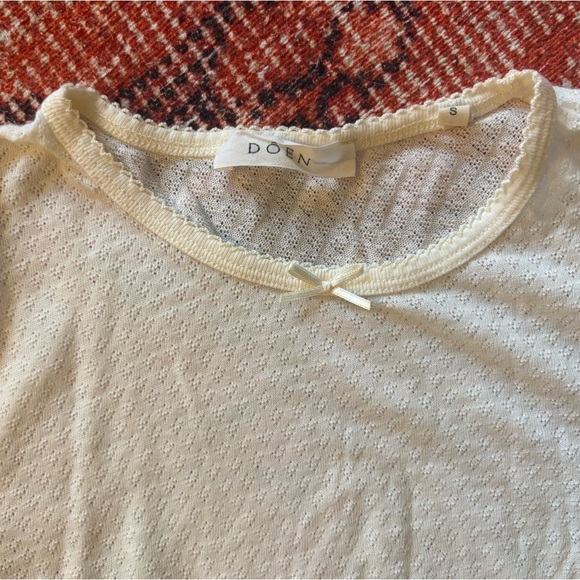 DÔEN Ada T-Shirt in White Pointelle - Picture 5 of 11